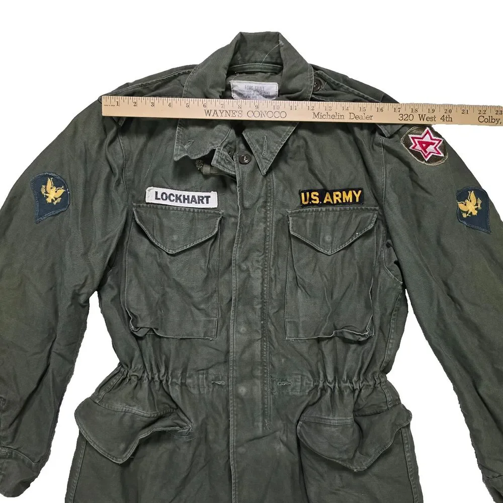 VTG 1957 US Army M51 Field Jacket Small Long 6th Army Patched M-1951 OG-107 Coat